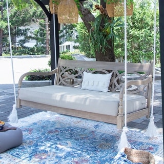 Cambridge Casual Renley Wood Outdoor Porch Swing Daybed with Cushion