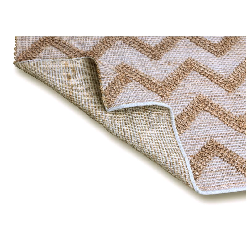 Hand Woven Brown & White Chevron Striped Jute Rug by Tufty Home - Bed ...