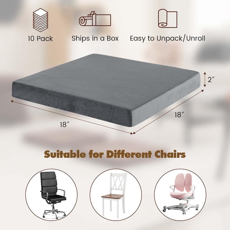 10 PCS Seat Cushions Gel Memory Foam Non-slip Bottom Brown/Grey