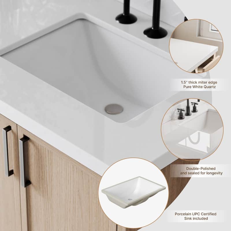 Ariel K73DWQRVO Kelly 73" Free Standing Double Basin Vanity Set with