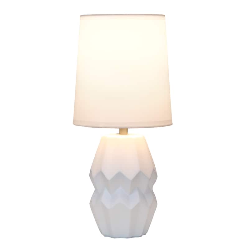 Ceramic Geometric Table Lamp with Fabric Shade for Bedroom - 6 x 6 x 13 in. (L x W x H)