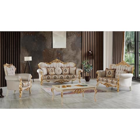Buse Traditional 4 Pieces Living Room Set 1 Sofa 1 Loveseat 1 Chair 1 Coffe Table