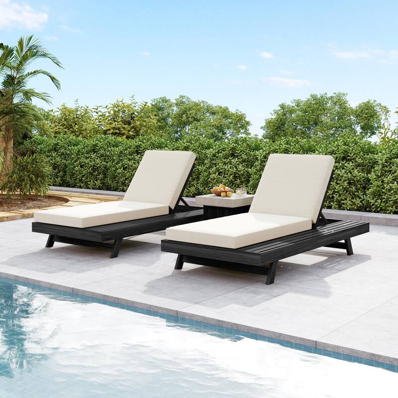 Christopher Knight Home - Arcola Modern Outdoor Acacia Wood 4-Position Adjustable Chaise Lounge with 4" Thick Cushion - 79"L