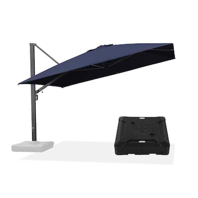 PURPLE LEAF Sturdy Heavy-duty Patio Cantilever Offset Umbrella 360-degree Rotation with Base