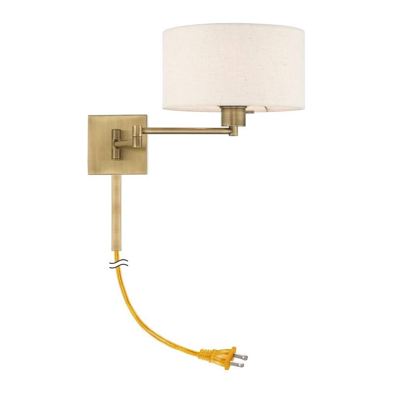 Livex Lighting 1-Light Drum Shade Swing Arm Wall Lamp, 40037