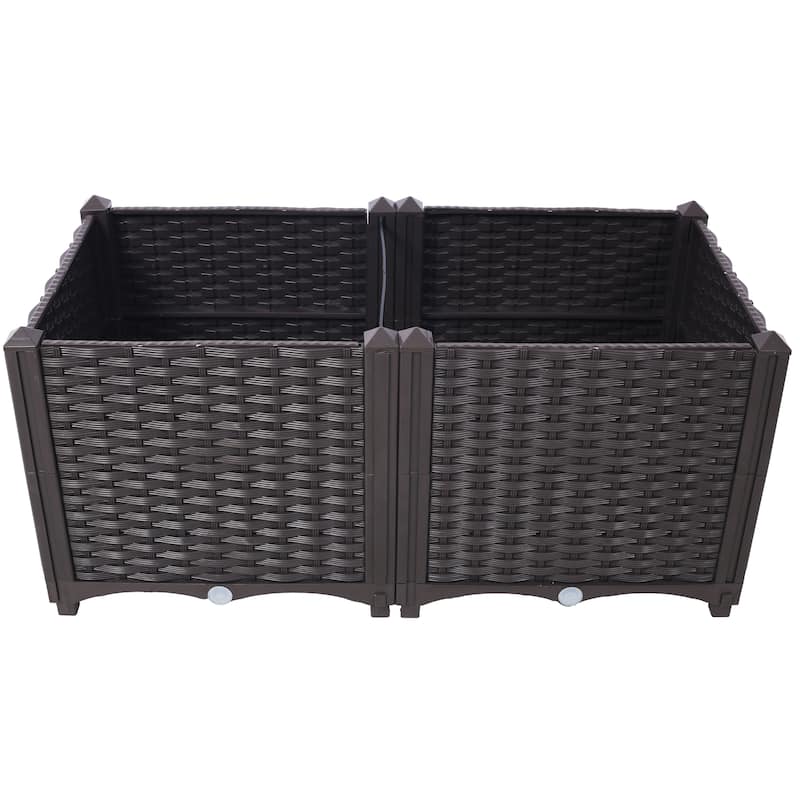 Anmytek Deep Raised Garden Bed Self Watering Plastic Planter Box for Vegetables Flowers and Herbs 31.5L x 15.7W x 14.7H