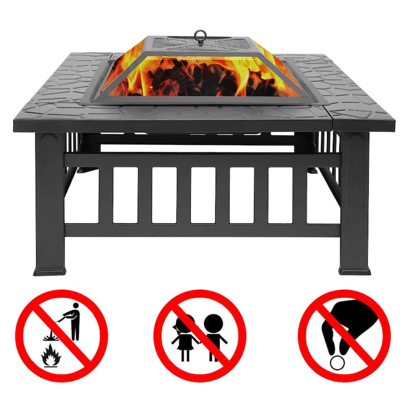 Metal Portable 32-inch Courtyard Fire Pit with Accessories
