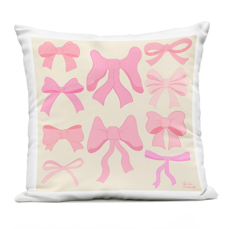 Stupell Trendy Pink Bows Assortment Printed Outdoor Throw Pillow Design by Carrie Cantwell - Accent - Polyester - Pink - Single