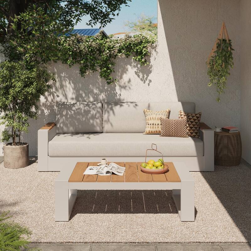 Modern 2-Piece Outdoor Conversation Set with Coffee Table