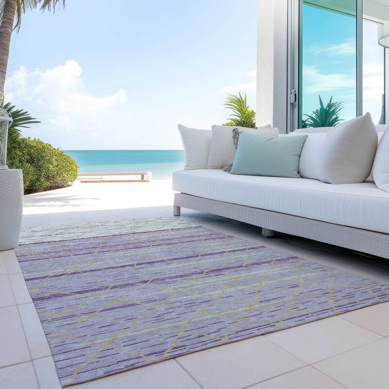 Machine Washable Indoor/ Outdoor Modern Global Chantille Rug