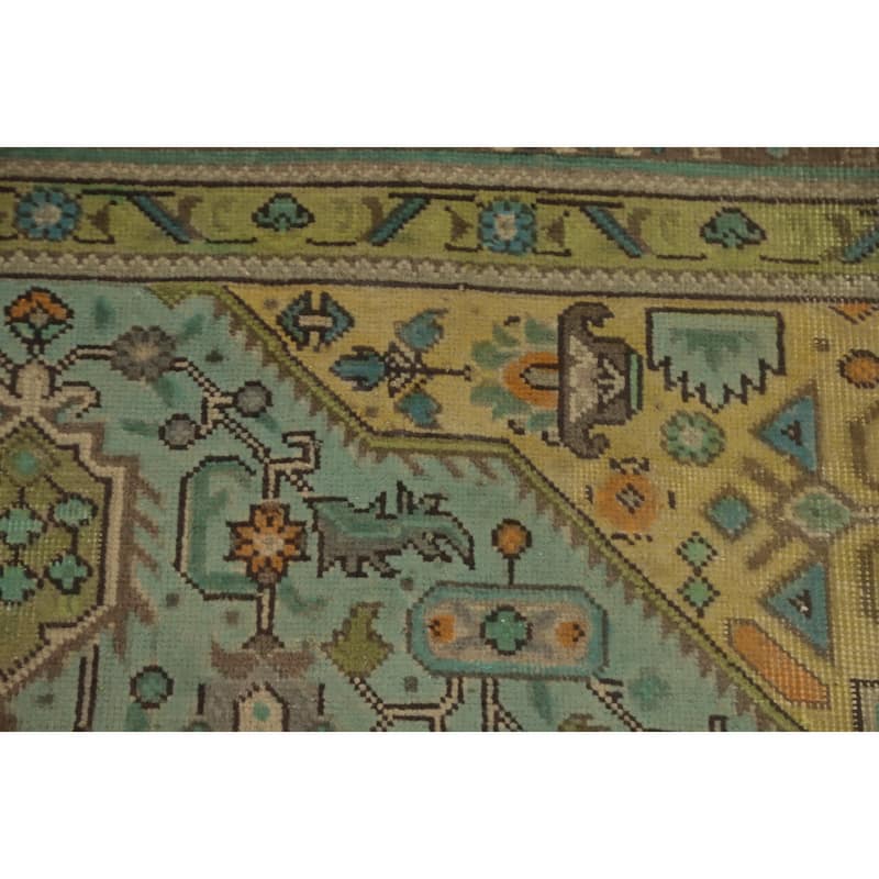 Hand Knotted Oriental 100% Wool Carpet Traditional Floral Navy Blue & Blues Tabriz Area Rug - 9' 6'' X 6' 6''