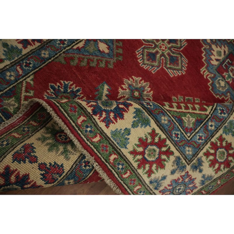 Hand Knotted Oriental 100% Wool Carpet Traditional Geometric Red Kazak Area Rug - 6' 0'' X 3' 11''