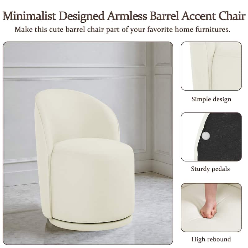 Upholstered Swivel Dining Chair Armless Barrel Chair