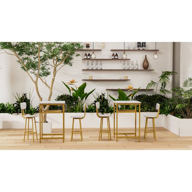 Bar Table, Equipped With 2 Bar Stools, With Backrest And Partition