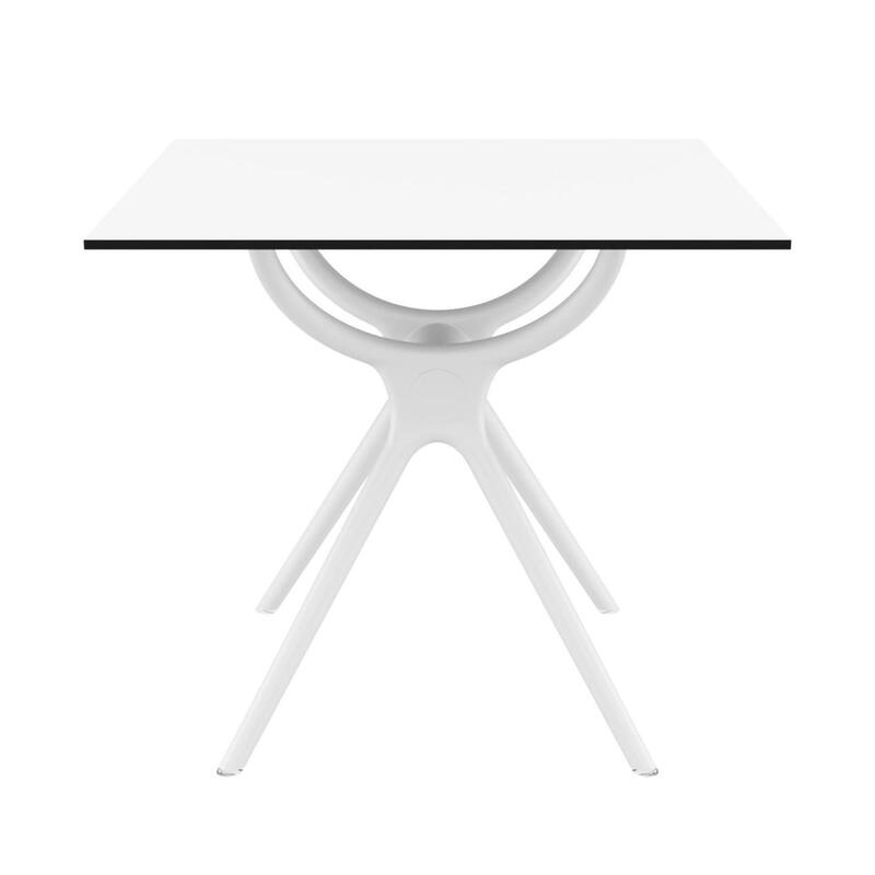 31.5" White Square Laminated Top Outdoor Patio Dining Table