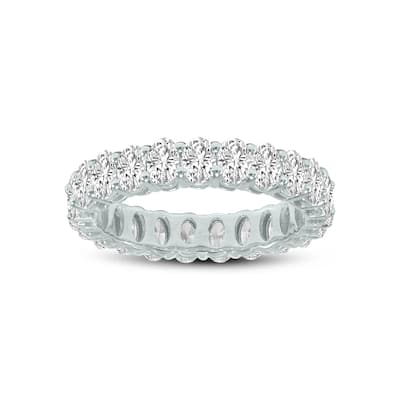 Marquee Jewels Oval Lab Grown Diamond Eternity Band in 14K White Gold (5.40 Carat TW)