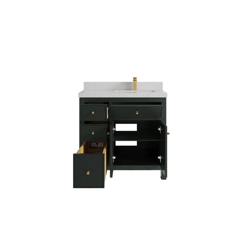 Willow Collections 36 in W x 22 in D Sonoma Right Offset Free Standing Reeded Bathroom Vanity with Countertop
