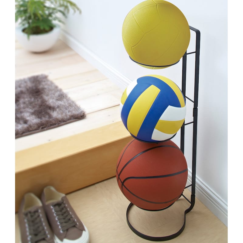 Yamazaki Home Sports Ball Stand, Steel, Holds 6.6 lbs - L 10.04 x W 8.07 x H 25.59 inches