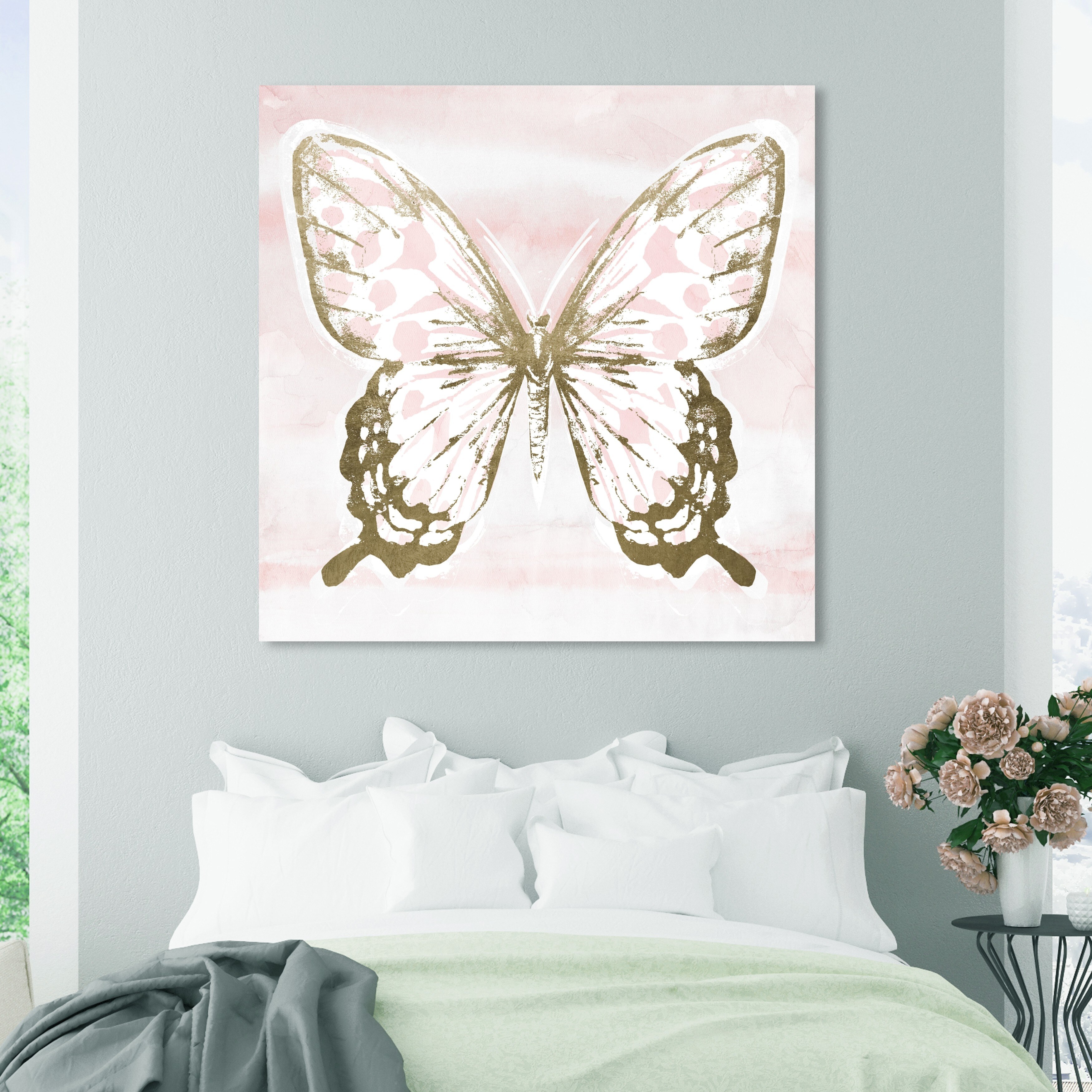 オリバーガル Oliver Gal 'Blush Cheetah Butterfly' Gold Wall Art Canvas Print