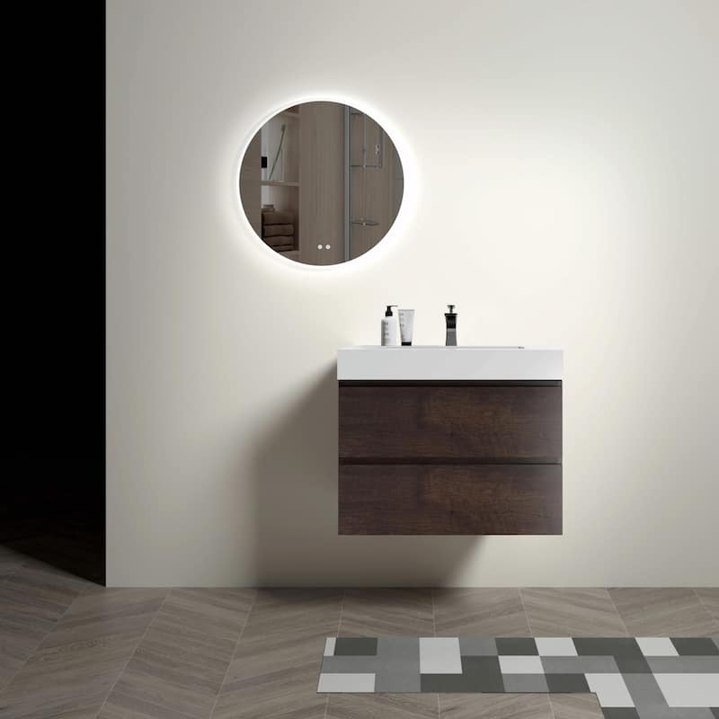 36"/30"/24" Floating Bathroom Vanity with Sink, Wall-Mounted Storage Cabinet