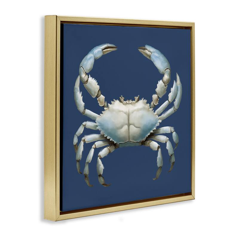 Stupell Detailed Aquatic Blue Crab Framed Floater Canvas Wall Art Design By Elizabeth Medley