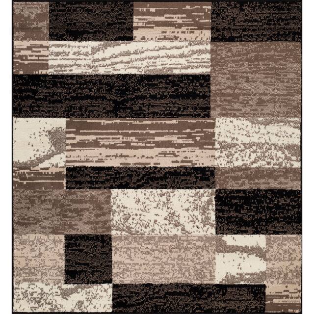 Miranda Haus Geometric Modern Patchwork Polypropylene Indoor Area Rug