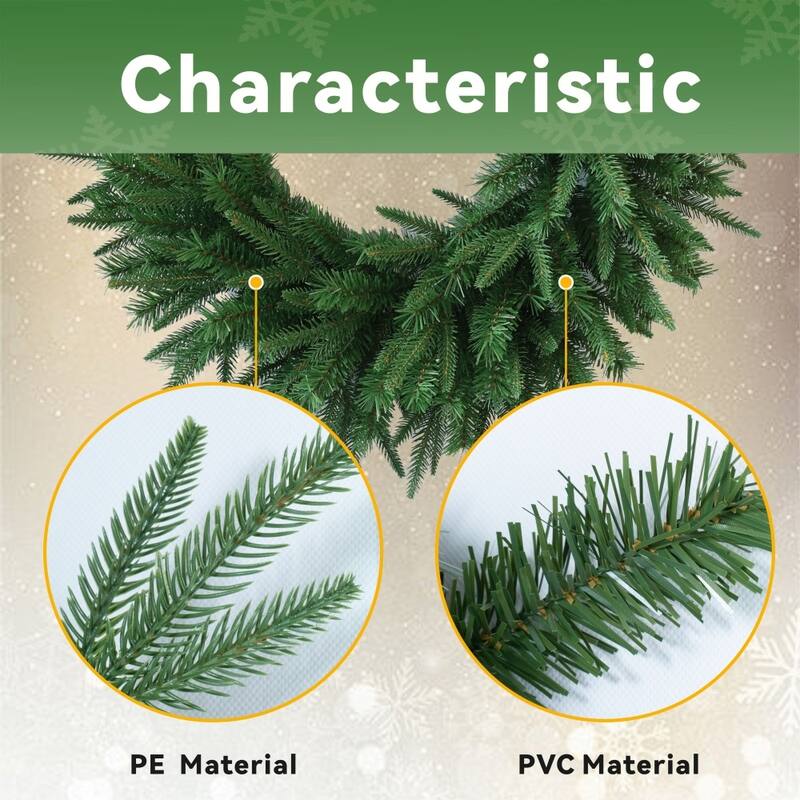 23.62" Green Realistic Artificial Holiday Christmas Wreath for Decor