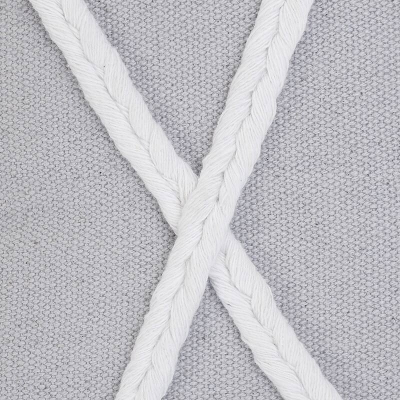 Sevita Coastal Geometric Braided and Tasseled Throw Pillow