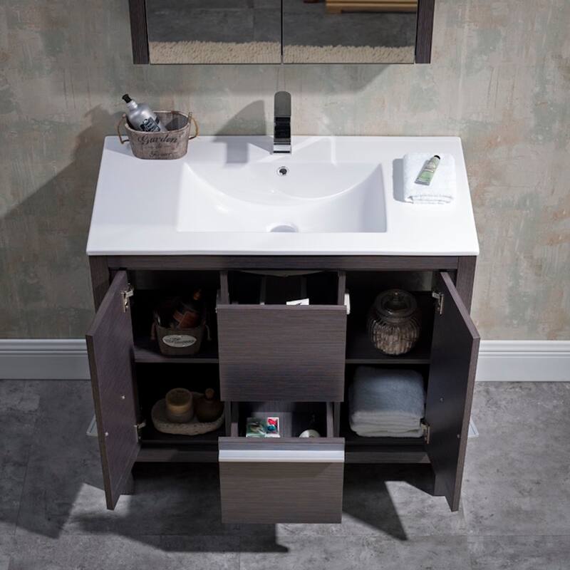 Solid Wood Bathroom Vanity with Mirror Medicine Cabinet