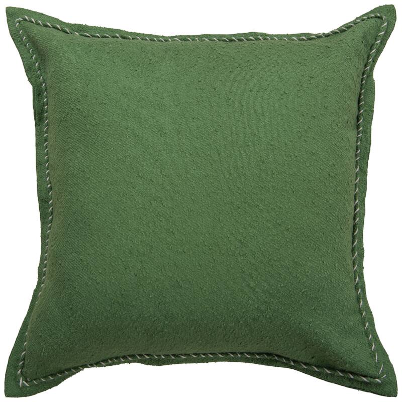 Rizzy Home Solid Throw Pillow with Whipstiched Edge - Polyester - Green