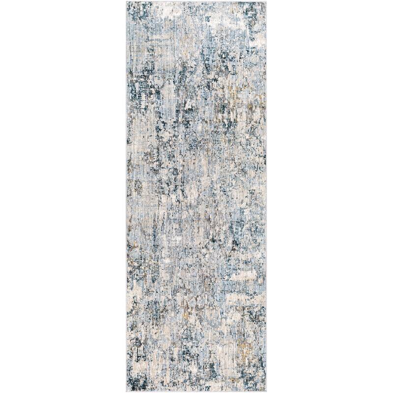 Artistic Weavers Altan Modern Abstract High/Low Area Rug - 2'7" x 10' Runner - Pale Blue