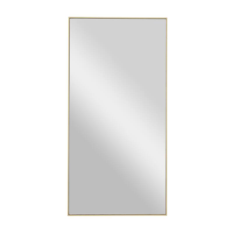 Wood Room Wall Mirror with Thin Minimalistic Frame - Black, White or Gold - Roche River Decor - Gold - 18"W, 36"H