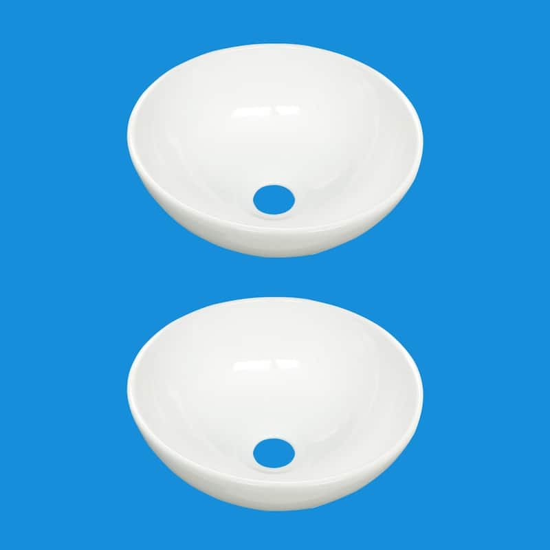 White Ceramic Round Above Counter Bathroom Sink 11.25" Dia Pack of 2