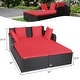 preview thumbnail 38 of 66, Costway Outdoor Patio Rattan Daybed Pillows Cushioned Sofa Furniture - See details