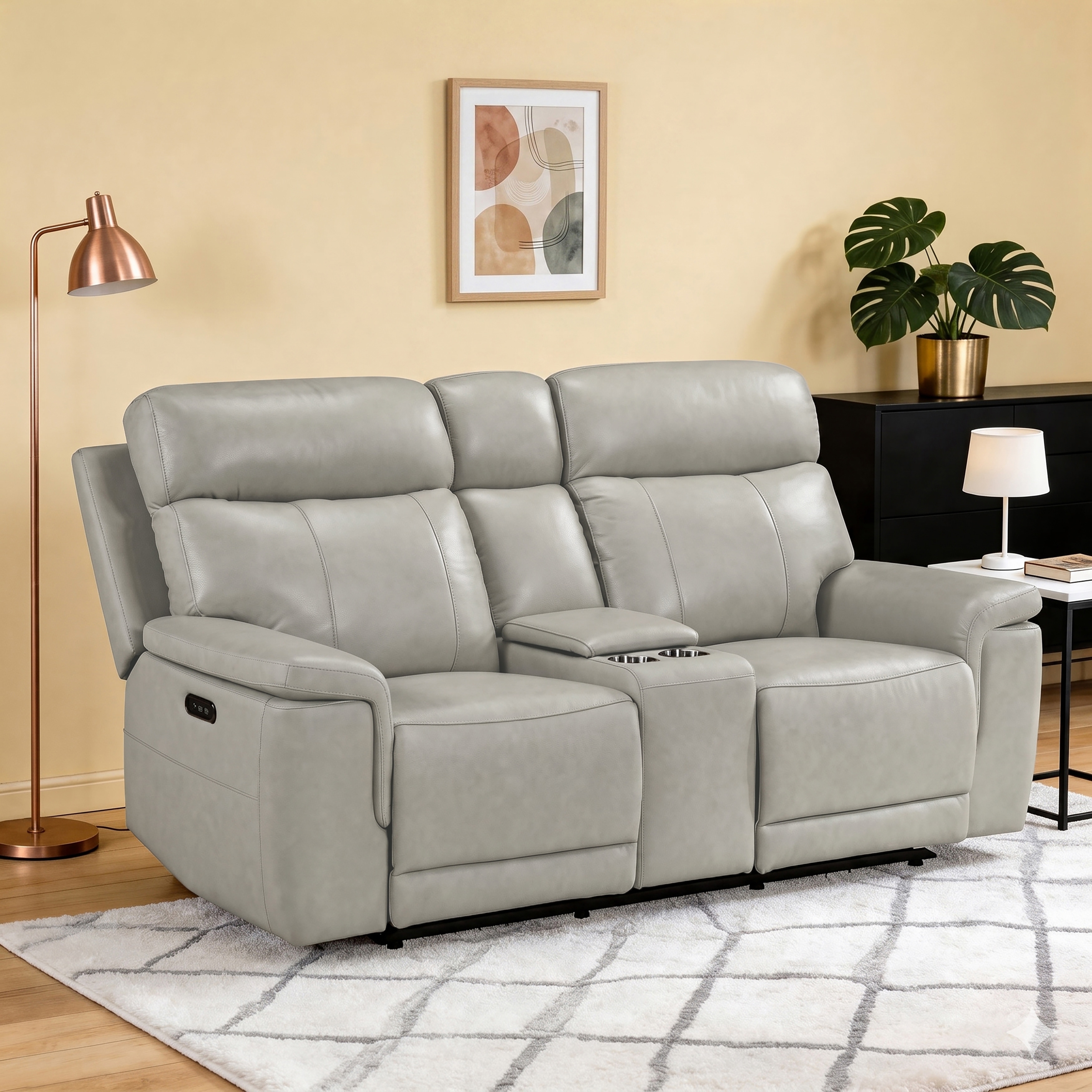Vireo 76.5" Leather Power Double Reclining 2-Seater Loveseat