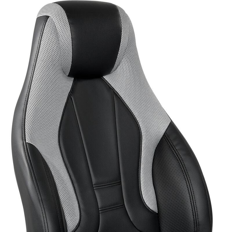 Commander Gaming Chair in Black Faux Leather and Grey Accents