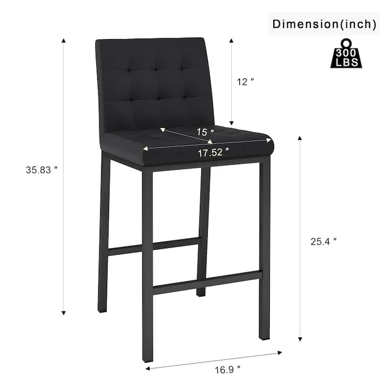 Modern Design High Stool Metal Legs Kitchen Restaurant Black Pu Bar Chair
