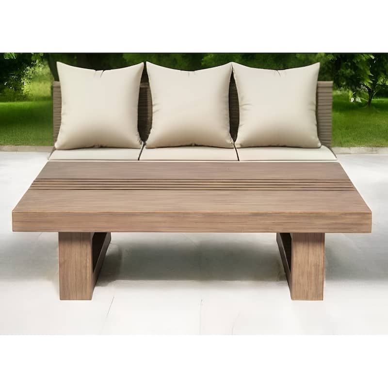 33" Natural Solid Wood Outdoor Coffee Table - Natural