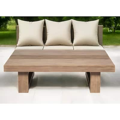 33" Natural Solid Wood Outdoor Coffee Table