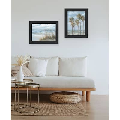 Trendy Decor 4U "Winds of the ocean blowing the Palm Trees and Sea Oats" Printed Framed Wall Art by Georgia Janisse