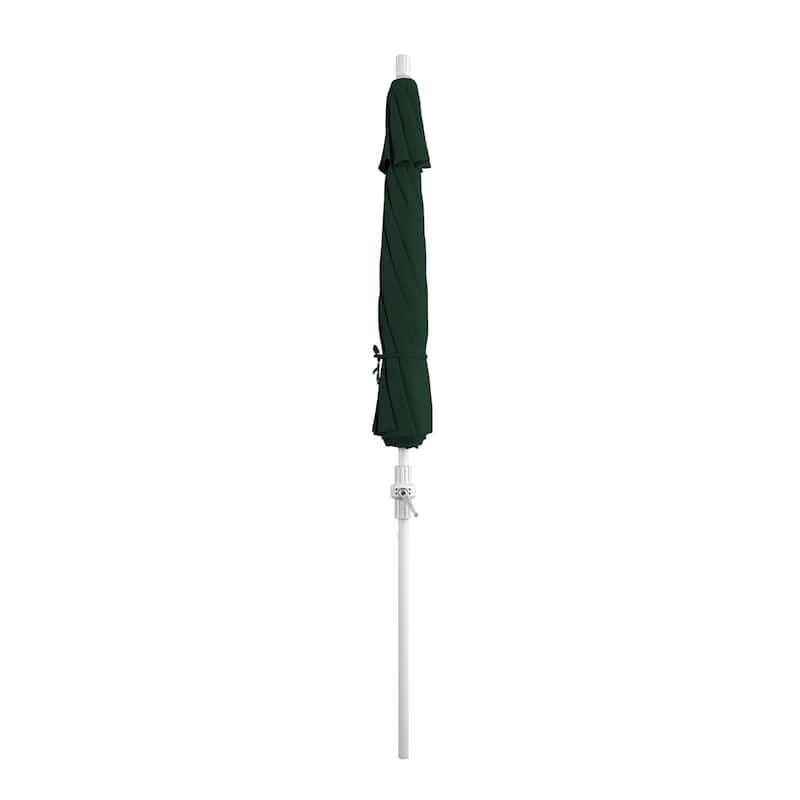 California Umbrella 9' Rd.Crank Lift, Collar Tilt, Aluminum Pole, /Fiberglass Rib Patio Umbrella, White Finish, Olefin Fabric