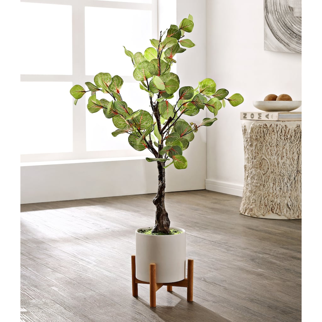SAFAVIEH Vanessa Faux Decorative Eucalyptus Potted Artificial Tree - 13.4" W x 13.4" L x 34.3" H - 13Wx13Dx34H