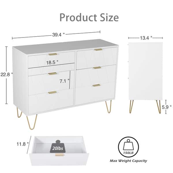 dimension image slide 1 of 12, 6 Drawer Dresser Drawer Chest Storage Cabinet Organizer
