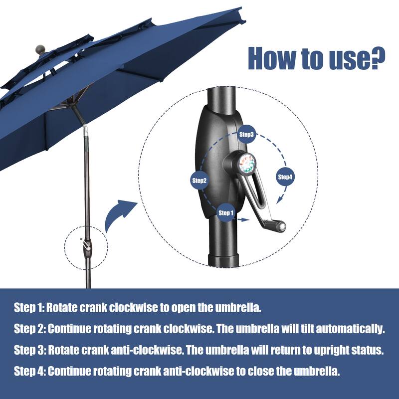 Ainfox 10ft Patio Umbrella 3-tier Outdoor Umbrella Without Base