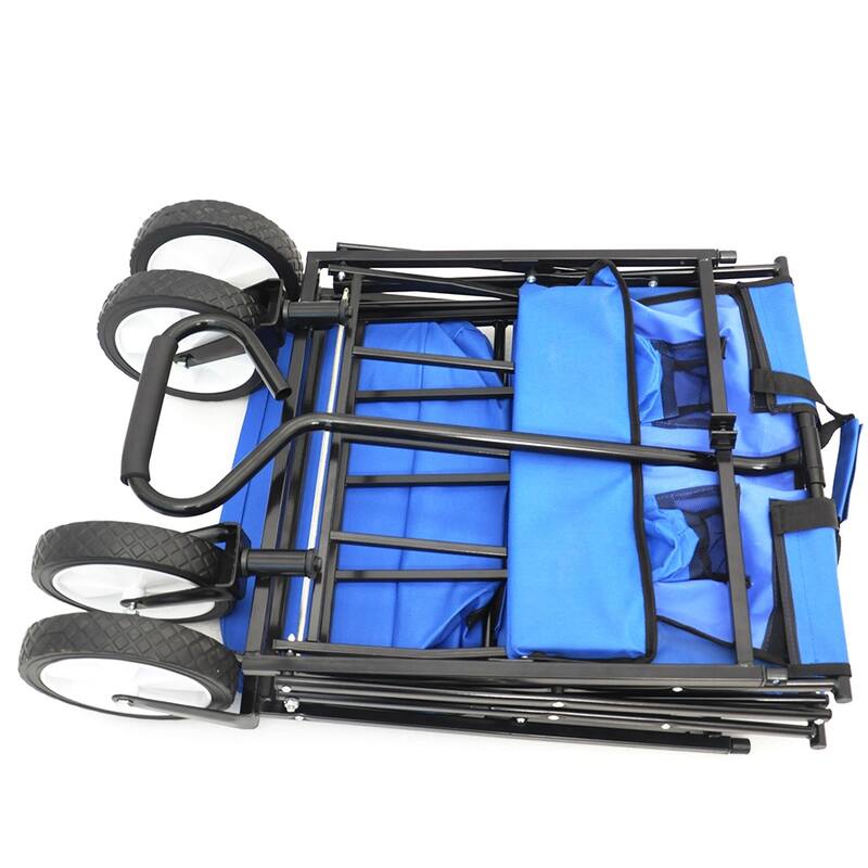 Collapsible Folding Wagon Cart, Garden Shopping Beach Cart Foldable Wagon with Umbrella, 150 lbs Capacity