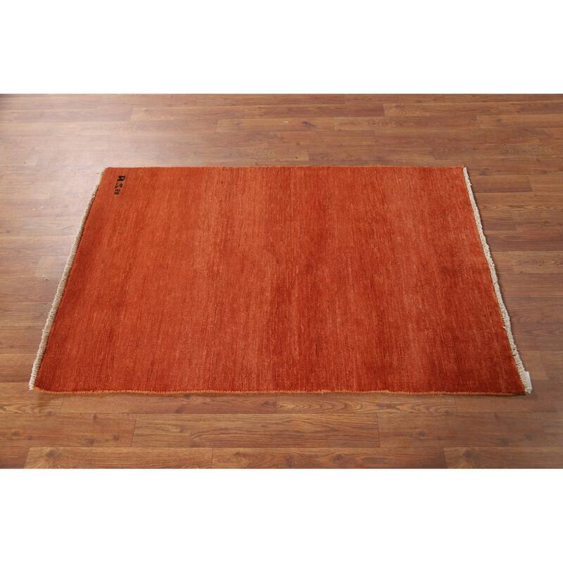 Orange Gabbeh Modern Foyer Rug Handmade Wool Carpet - 2'9"x 4'2"