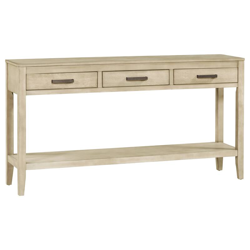 Roomfitters 59.1" Farmhouse Entryway Table with 3 Drawers, Slim Console Sofa Table with Open Shelf for Hallway