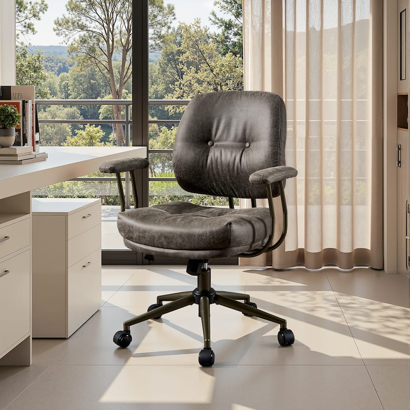 OVIOS Ergonomic Suede Fabric Office Swivel Chair