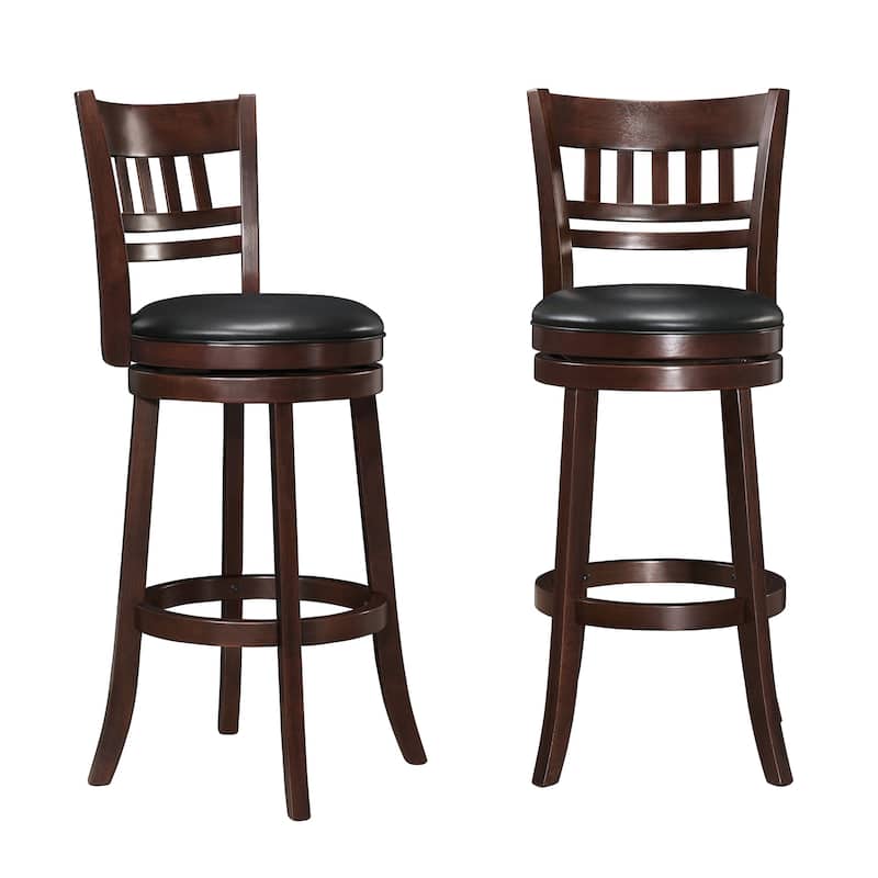 Rovinj Upholstered Back Swivel Bar Stool - Barstool - Cherry-Lattice Back