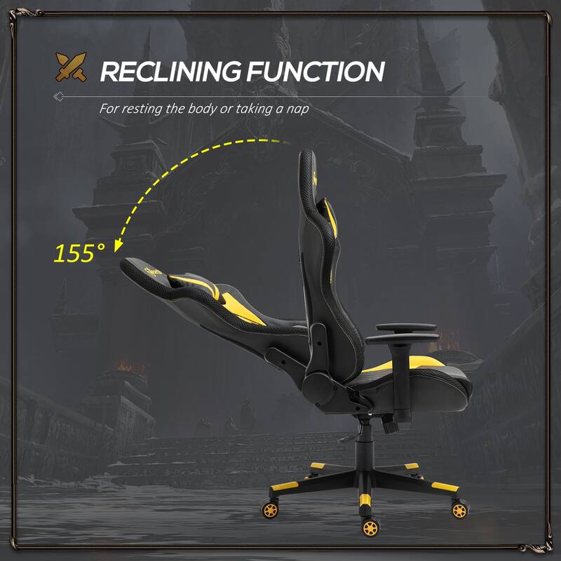Vinsetto Gaming Chair with RGB LED Light, 3D Arm, Lumbar Support, Swivel Home Office Computer Recliner High Back Racing Gamer